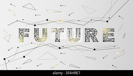 Polygonal word FUTURE on light grey background, vector illustration Stock Vector