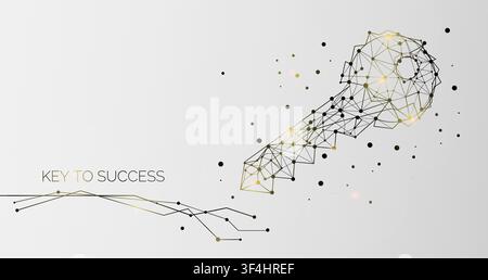 Business achievement concept. Vector illustration with polygonal key on grey background Stock Vector