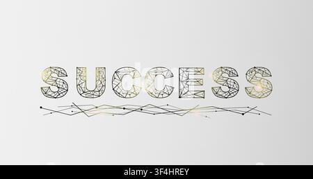 Vector illustration with polygonal word SUCCESS on light grey background Stock Vector