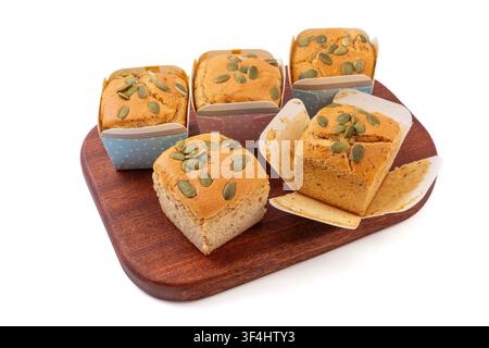Date Nut Cupcakes Topped with Pumpkin Seeds Stock Photo