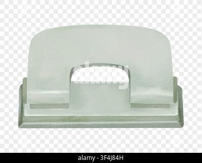 Watercolor green hole puncher for office or school. Vector. Stock Vector