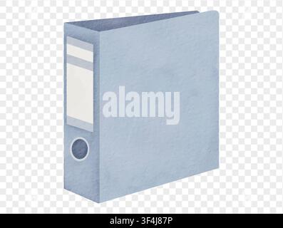 Blue 2 ring school binder hand painted in watercolor. Vector. Stock Vector