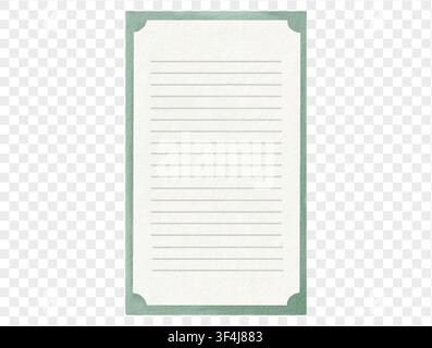 Watercolor notepaper with green border for school projects. Vector. Stock Vector