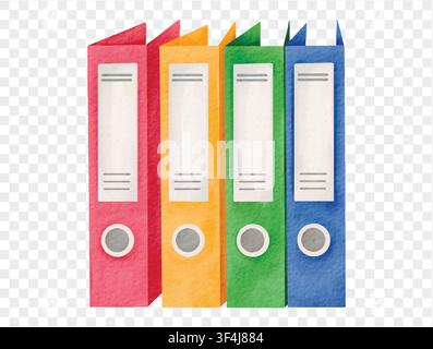 Rainbow watercolor file folders for organizing. Vector. Stock Vector