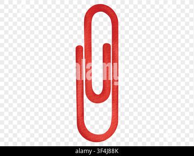 Red paperclip in minimalist watercolor illustration for back to school. Vector. Stock Vector
