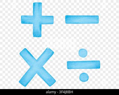 Watercolor math symbols for classroom and education vector. Stock Vector
