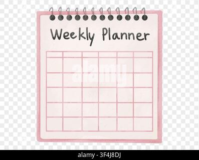 Weekly planner notebook in hand-painted style. Vector. Stock Vector
