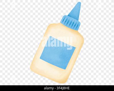 Watercolor glue bottle for school crafts and supplies vector. Stock Vector