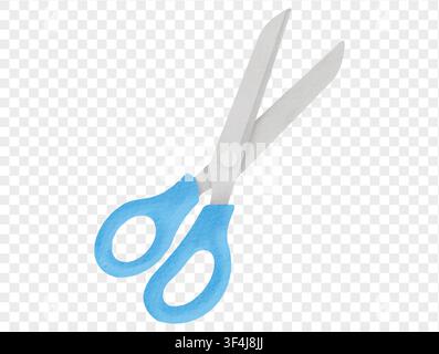 Watercolor school scissors with blue handle isolated vector. Stock Vector