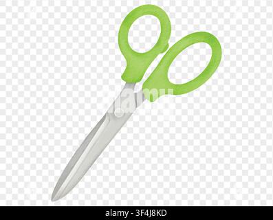 Watercolor green scissors cutting tool for school isolated vector. Stock Vector
