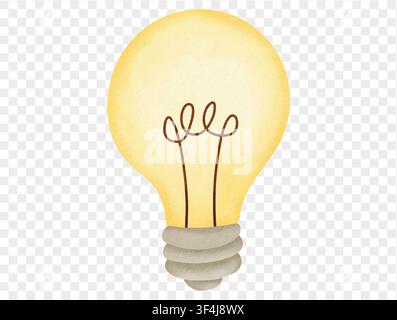 Yellow watercolor light bulb illustration symbol of creativity and education vector. Stock Vector