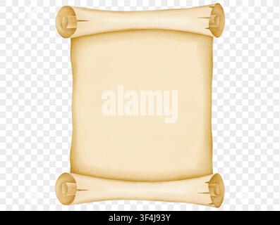 Watercolor vertical antique scroll parchment design vector. Stock Vector