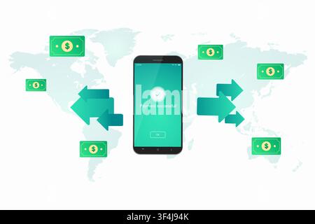 Vector Image Of Best Smartphone App For Worldwide Money Transfers Stock Vector