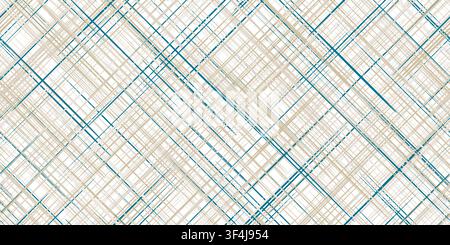 Beige linen fabric texture vector with blue crosshatch accents. Dense woven threads form a geometric canvas background with a refined textile Stock Vector