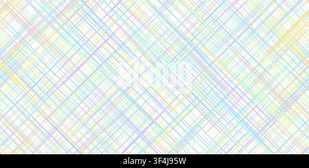 Pastel linen texture vector background with multicolor intersecting thread lines. Soft woven canvas surface creates a light fabric pattern with a Stock Vector
