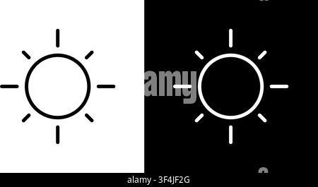 Sun Icon Set. Brightness Adjustment And Daylight Symbol Collection. Light And Energy Representation. Editable Stroke. Isolated Vector Illustration Stock Vector
