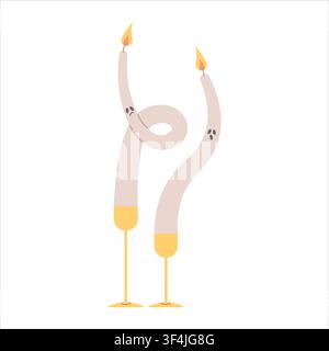 Ghost candles in candlesticks. Halloween candles Stock Vector