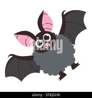 Cartoon bat character with large ears and wings Stock Vector