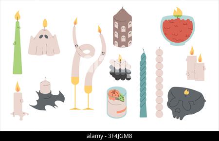 Various Candles. Different shapes and sizes Stock Vector