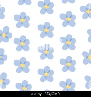 Cute, spring, cozy blue floral pattern Stock Vector