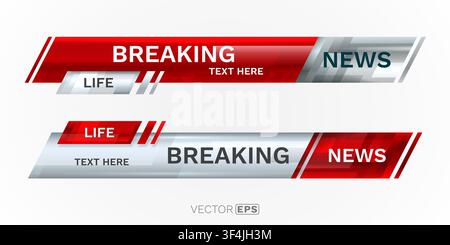 Breaking News Lower Third Banners Set for Broadcast. Modern and dynamic graphic elements for media. Vector illustration. Stock Vector