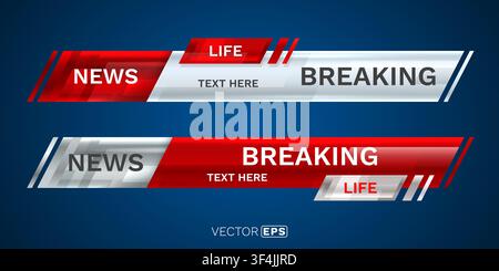Modern Breaking News lower third graphics template. Dynamic broadcast banner design. Vector illustration Stock Vector