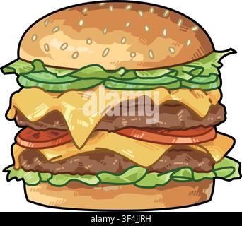 Cartoon Fast Food Burger Stock Vector