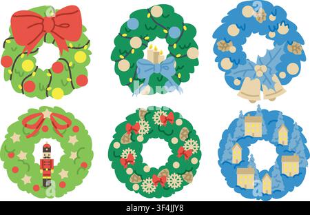 Set of Christmas wreaths Stock Vector