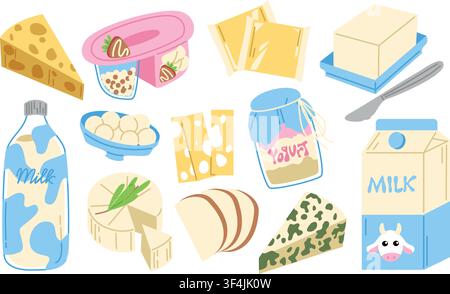 A Set of Dairy Vector Items Stock Vector