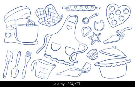 Doodle Style Baking Equipment Stock Vector