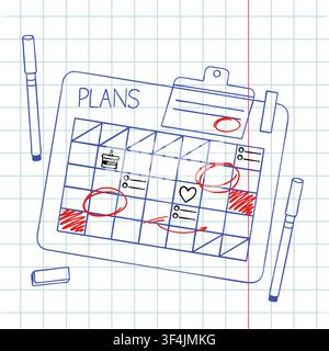 Monthly Planner Doodle Illustration Stock Vector