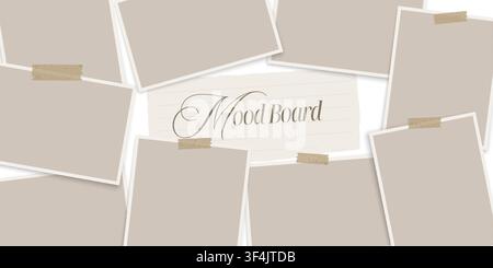 Blank Mood Board Collage Template With Taped Frames Stock Vector