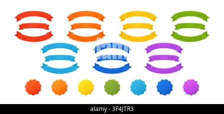 Colorful Ribbon Banners and Badge Seals Set Stock Vector