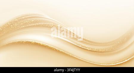 Soft Gold Glitter Waves on Cream Background Stock Vector