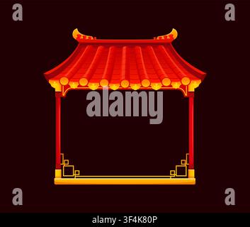 Chinese roof, pagoda gate frame of Japanese temple Stock Vector