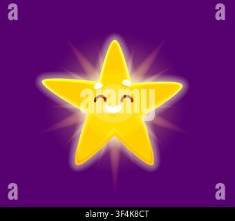 Golden five pointed star mascot character Stock Vector