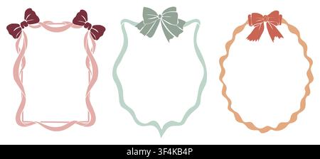 Soft pastel frames adorned with elegant bows Stock Vector