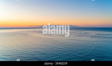Sundown over sea seen in Liguria, an area in Italy Stock Photo