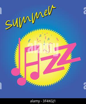 Summer Jazz festival color banner sign and poster vector illustration Stock Vector
