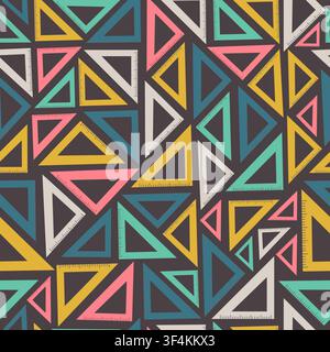 Triangular rulers on dark grey background, vector seamless pattern. Stationery tools repeat backdrop. Textile design Stock Vector