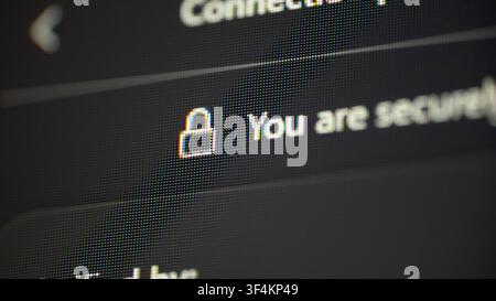 Digital screen displaying a padlock icon indicating a secure website connection Stock Photo