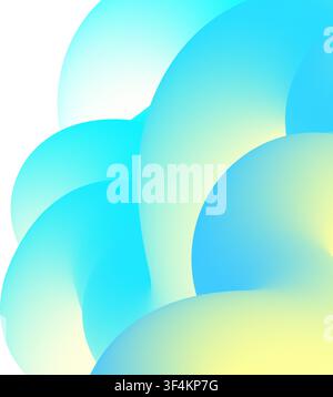 Abstract liquid blue and yellow gradient shapes flowing on a white background Stock Vector