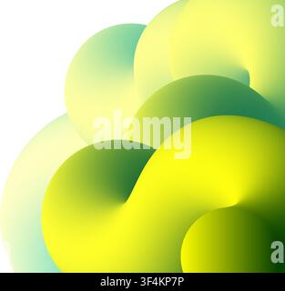 Blending yellow and green gradient 3d fluid shapes creating an abstract background Stock Vector