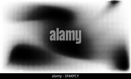 Black and white dots creating an abstract halftone gradient pattern on a white background Stock Vector