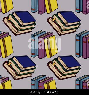 Seamless pattern with colorful stacked books vector illustration Stock Vector