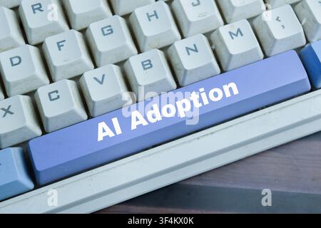 AI adoption on the button keyboard. Stock Photo