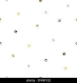 Paw print seamless pattern with colorful animal footprints. Vector illustration in soft pastel flat style. Cute background for nursery textiles, gift Stock Vector