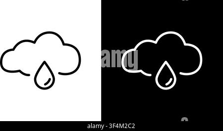 Cloud With Raindrop Line Icon Set. Weather Forecast, Rainfall, And Climate Change Outline Symbol Collection. Meteorology And Environmental Impact Stock Vector