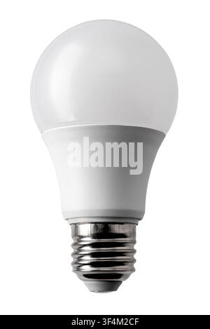 Energy saving E27 LED light bulb with Edison screw base isolated on white with clipping path, representation of ideas, innovation, green technology, a Stock Photo