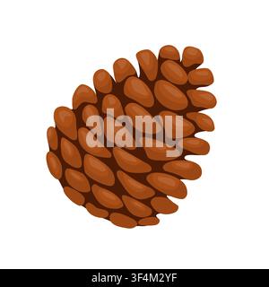 Brown pine cone. Vector illustration in a glossy flat style. Natural decorative element for Christmas cards, gift wrapping, labels, stickers, wreaths Stock Vector